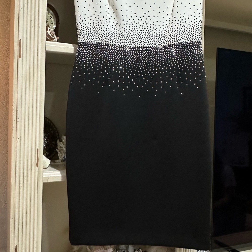 Calvin Klein Black and White Midi Dress